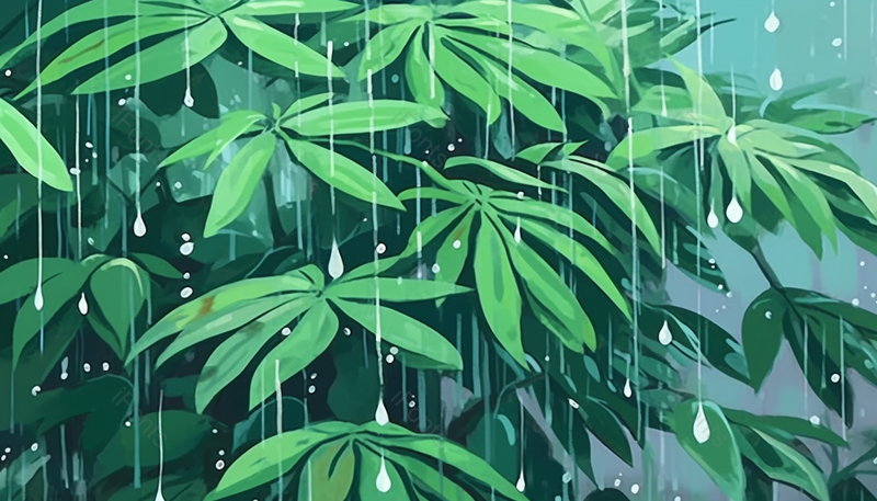 大雨下的绿色树叶插画,插画/手绘图,插画/手绘图库,插画/手绘图下载,插画/手绘